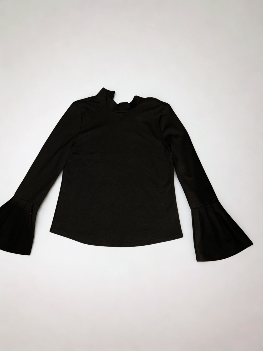 J.O.A. Black Mock Neck Bell-Sleeve Top